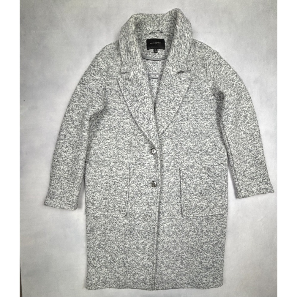 Banana Republic Knit Cocoon Coat Womens Small Light Grey Long Jacket 443133 S